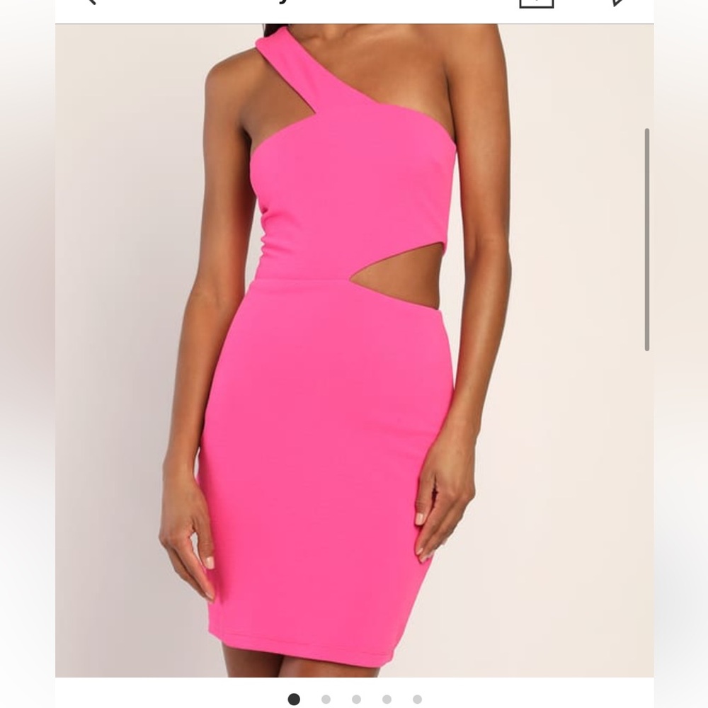 Hot pink cut out one shoulder mini dress Small